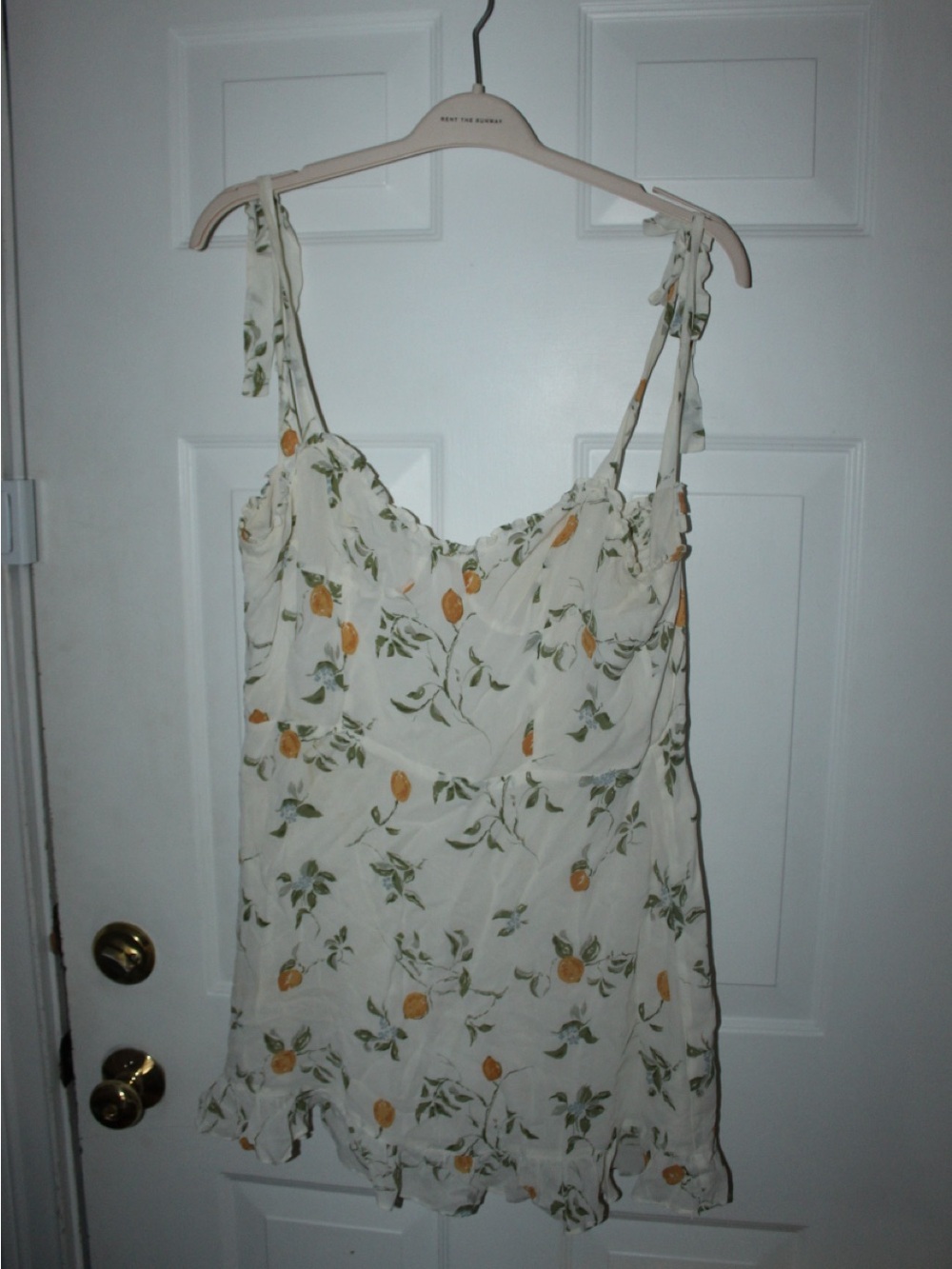 Reformation Cream Cami dress with Yellow Fruit & Green Leaf Print
